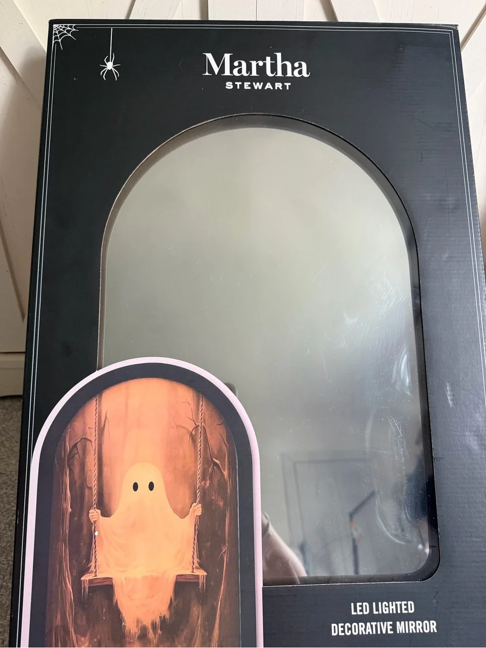 New Martha Stewart Halloween Ghost On A Swing LED Lighted Decorative Mirror